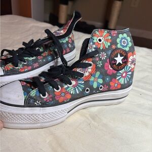 Converse Black Floral High-Top Sneakers